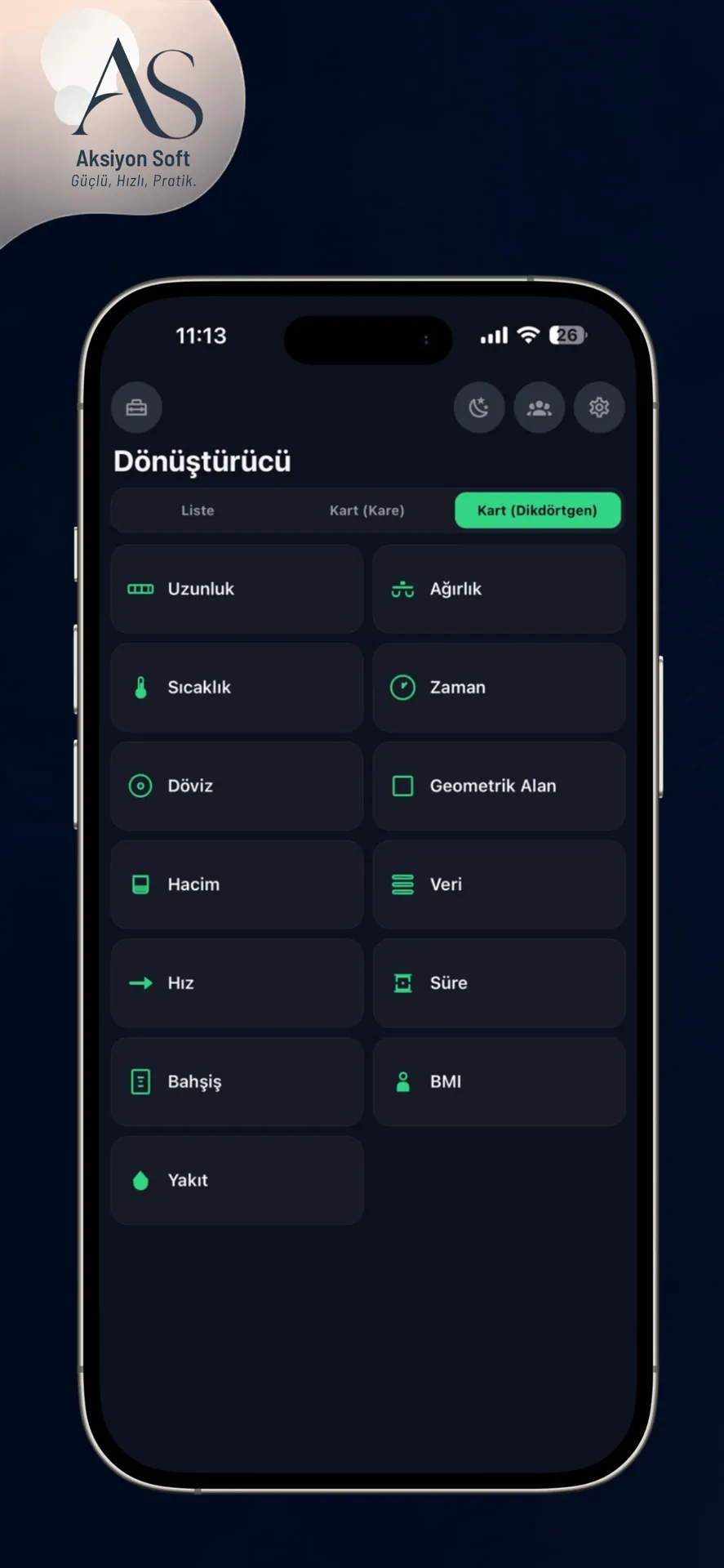 Aksiyon Calculator iPhone dönüştürücü