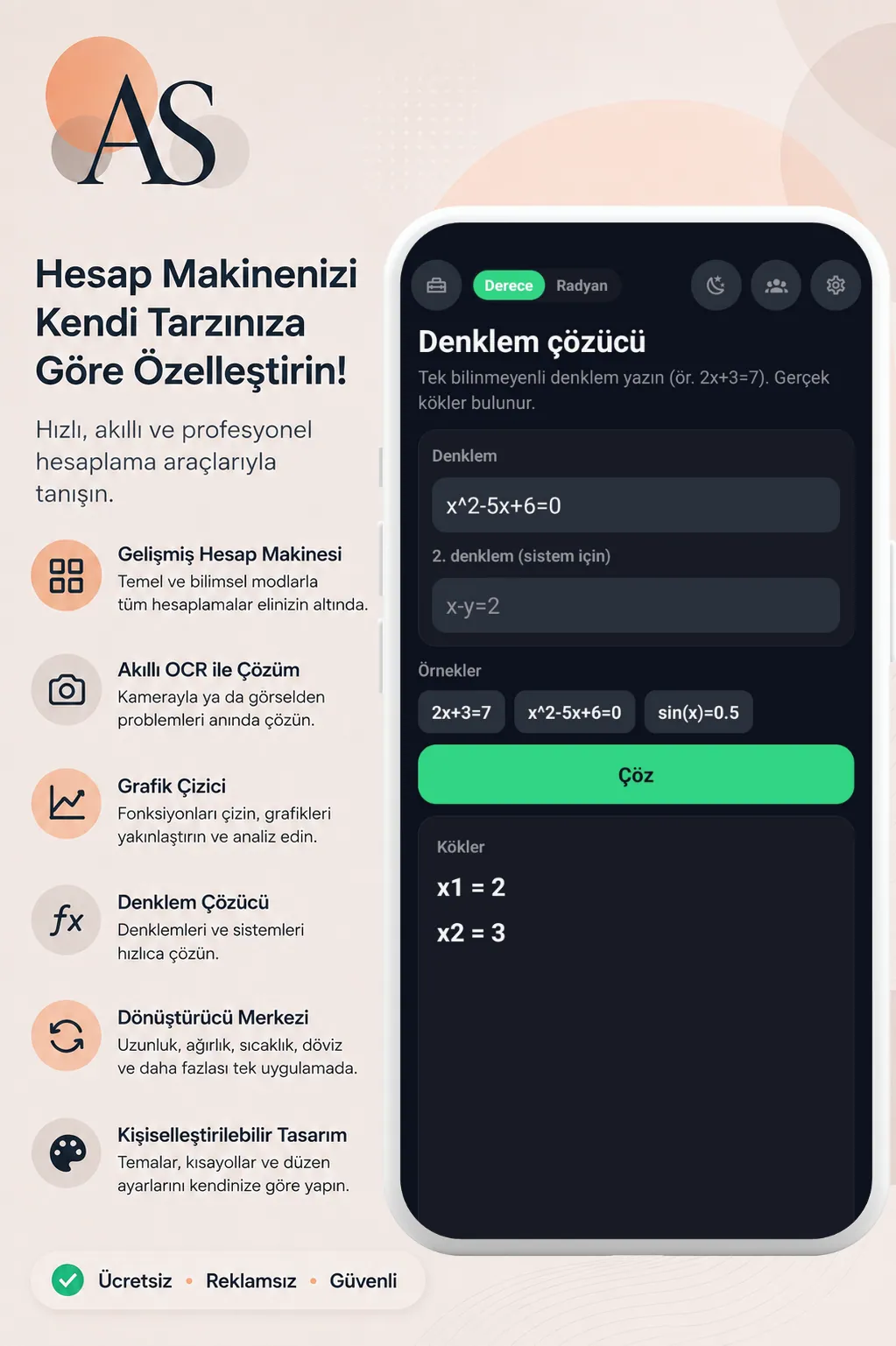 Aksiyon Calculator Android denklem çözücü