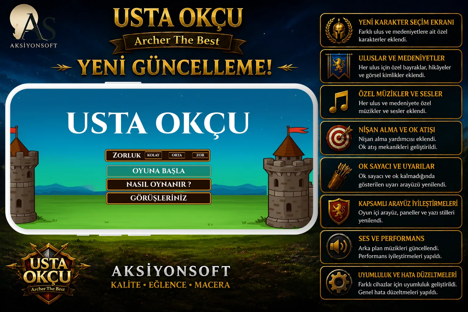 Archer The Best Android giriş ekranı