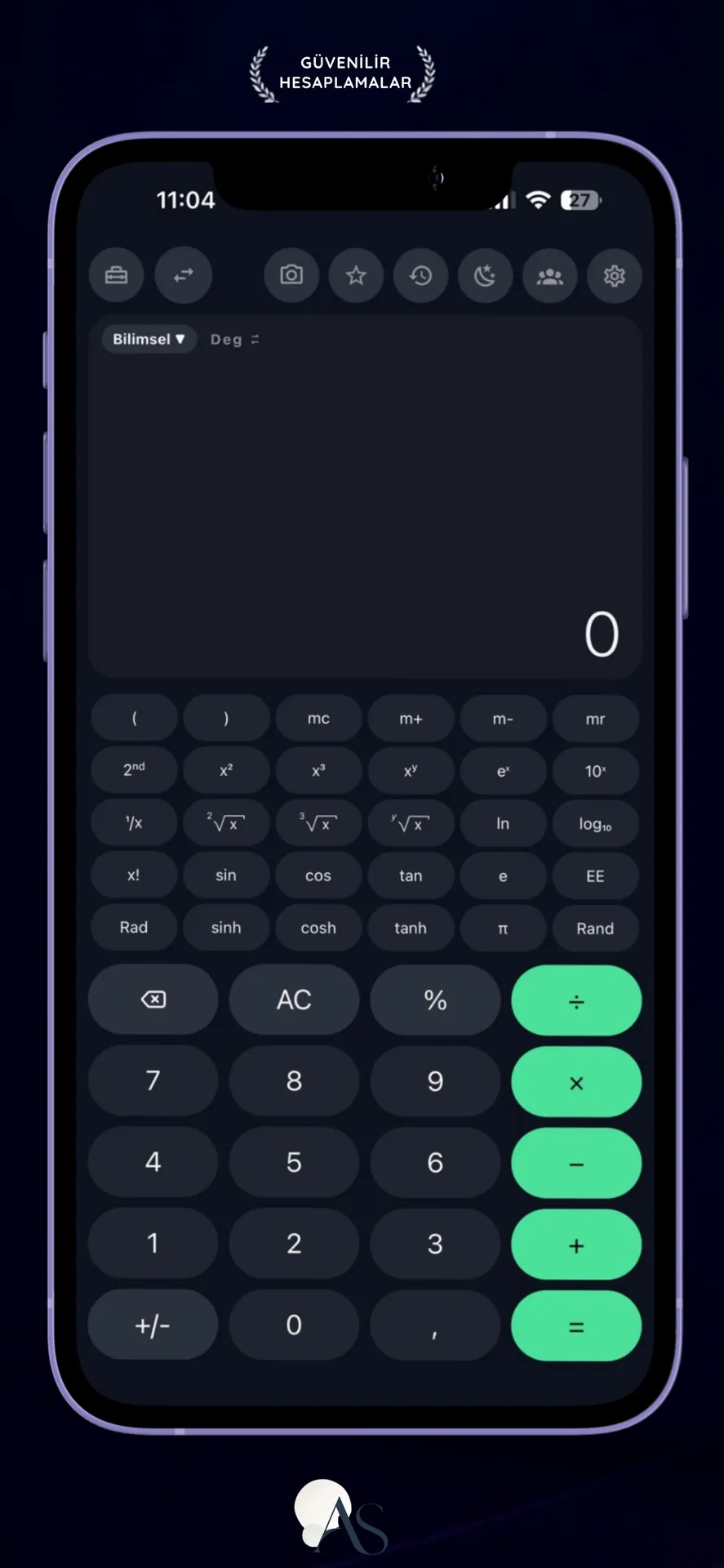 Aksiyon Calculator iPhone bilimsel hesap makinesi