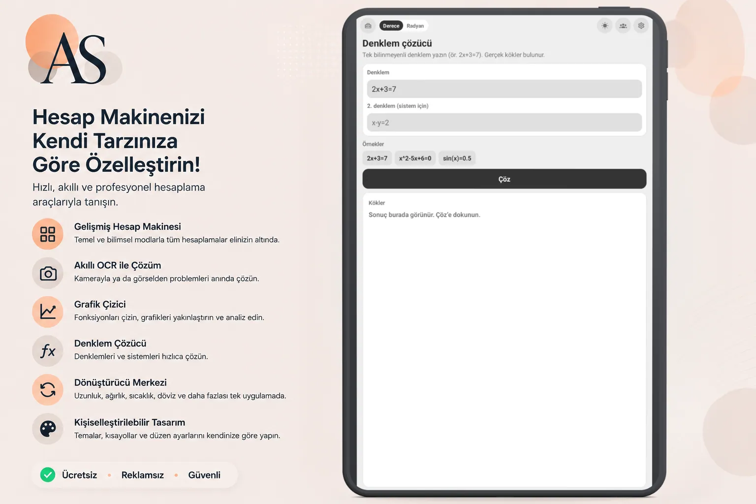 Aksiyon Calculator Android tablet denklem çözücü